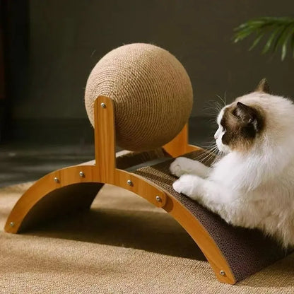 Griffoir Arche en Bois avec Boule en Sisal Naturel Moustache & Cie