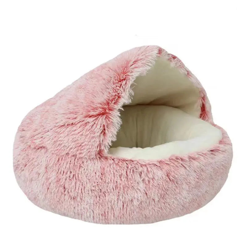 Lit rond pour chat en peluche – panier chaud avec couverture, format nid Moustache & Cie