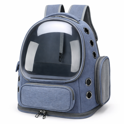 Sac de Transport pour chat et chien | Sac à Dos avec Capsule Transparente, Respirant, Compatible Cabine Avion. Moustache & Cie