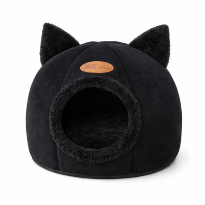 Panier pour chat en forme de grotte – lit chaud et amovible avec fond antidérapant Moustache & Cie