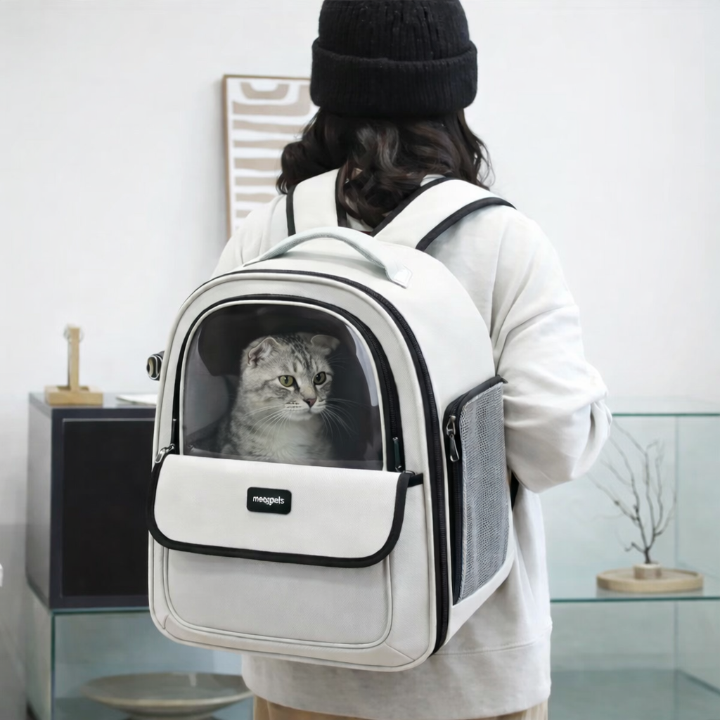 Sac à dos de transport capsule pour chat et chien – respirant et translucide