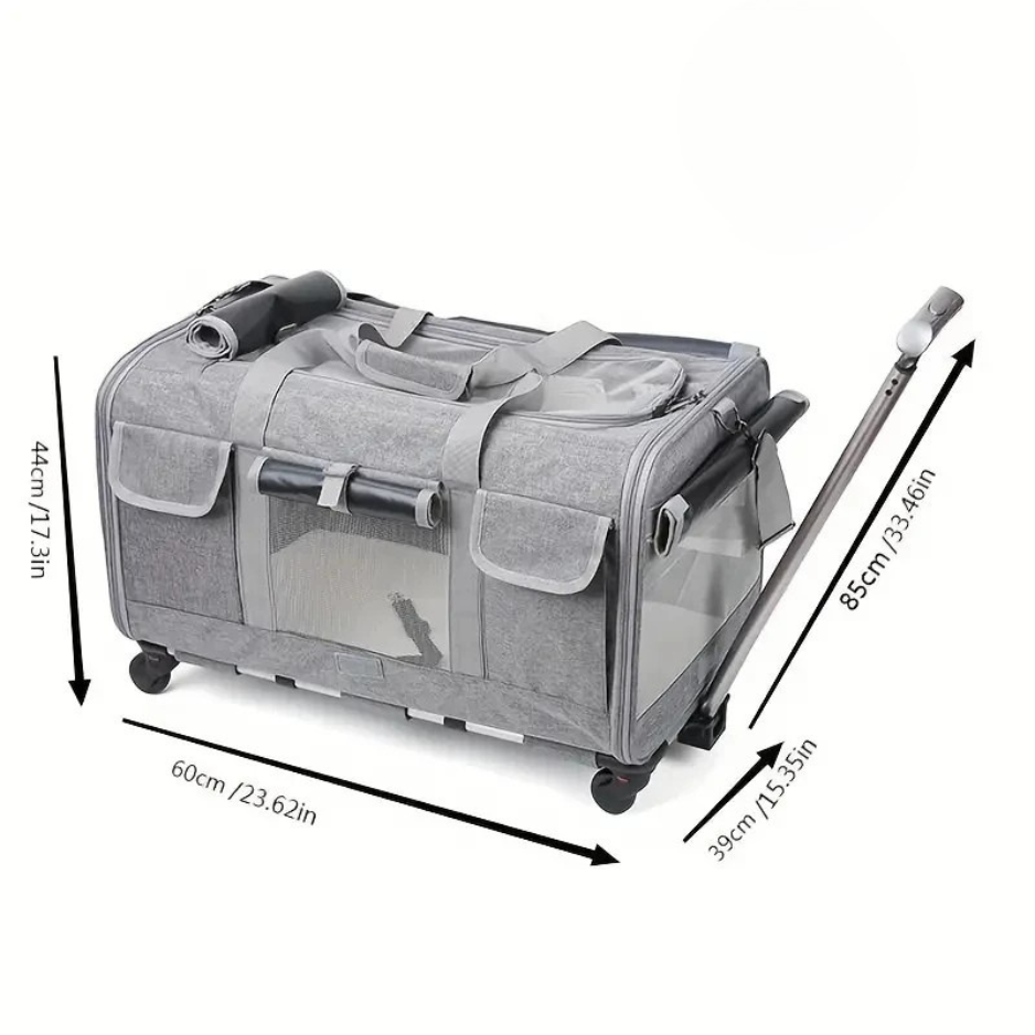 Sac de transport pour chat à roulettes – style valise, confortable et pratique